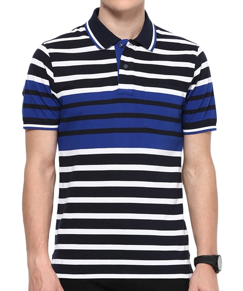 Striped Polo Navy Color T-Shirts in Tirupur