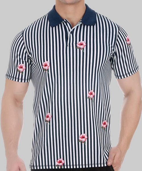 Polo Printed Stripes Cotton T-Shirts in Tirupur