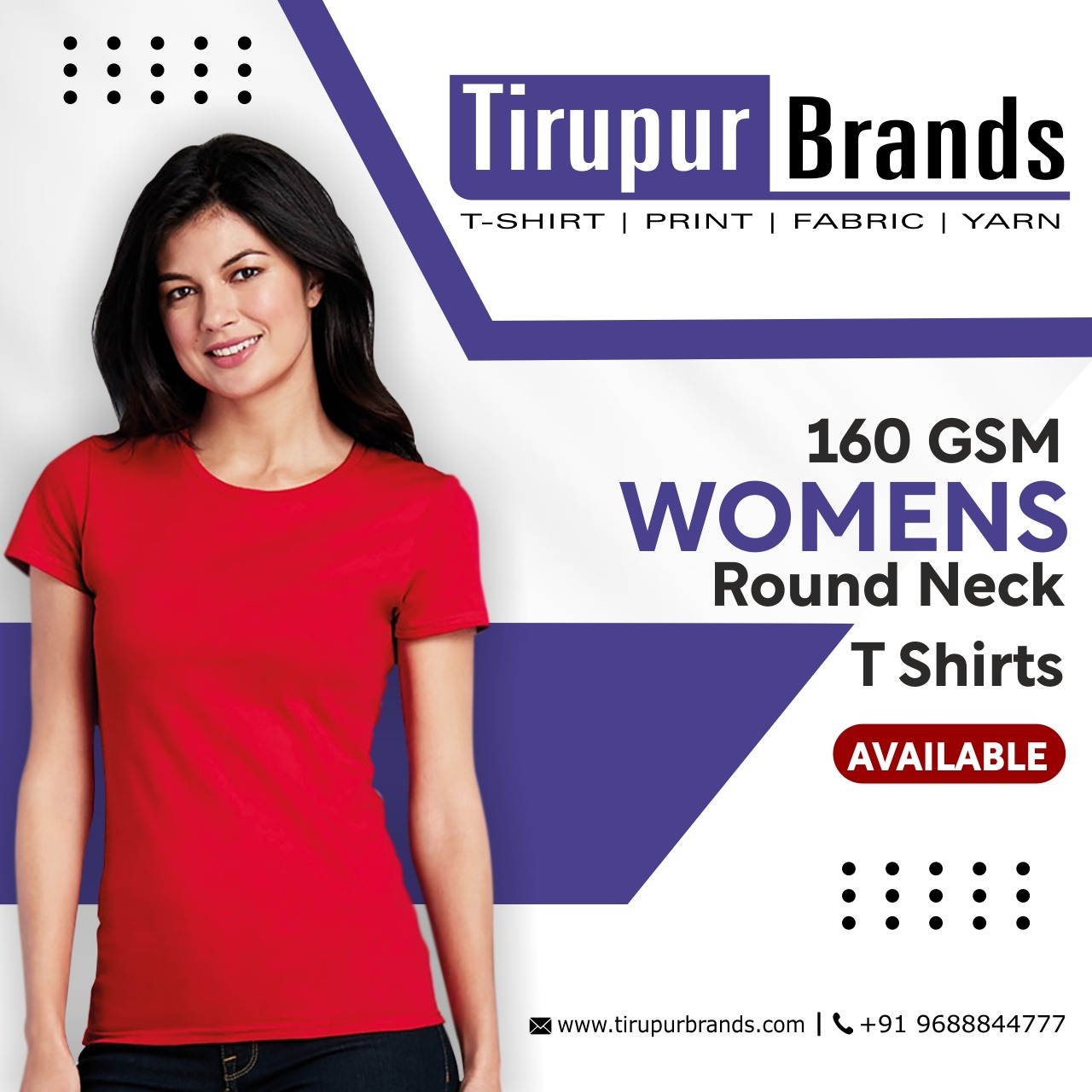 Women's round neck t-shirts in Tirupur